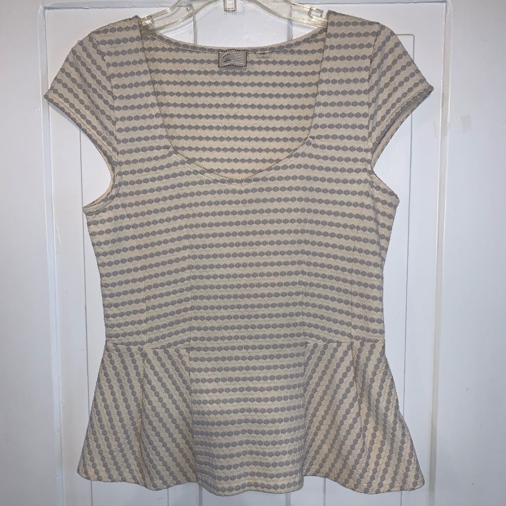 Anthropologie Postmark Cap Sleeve Peplum Top